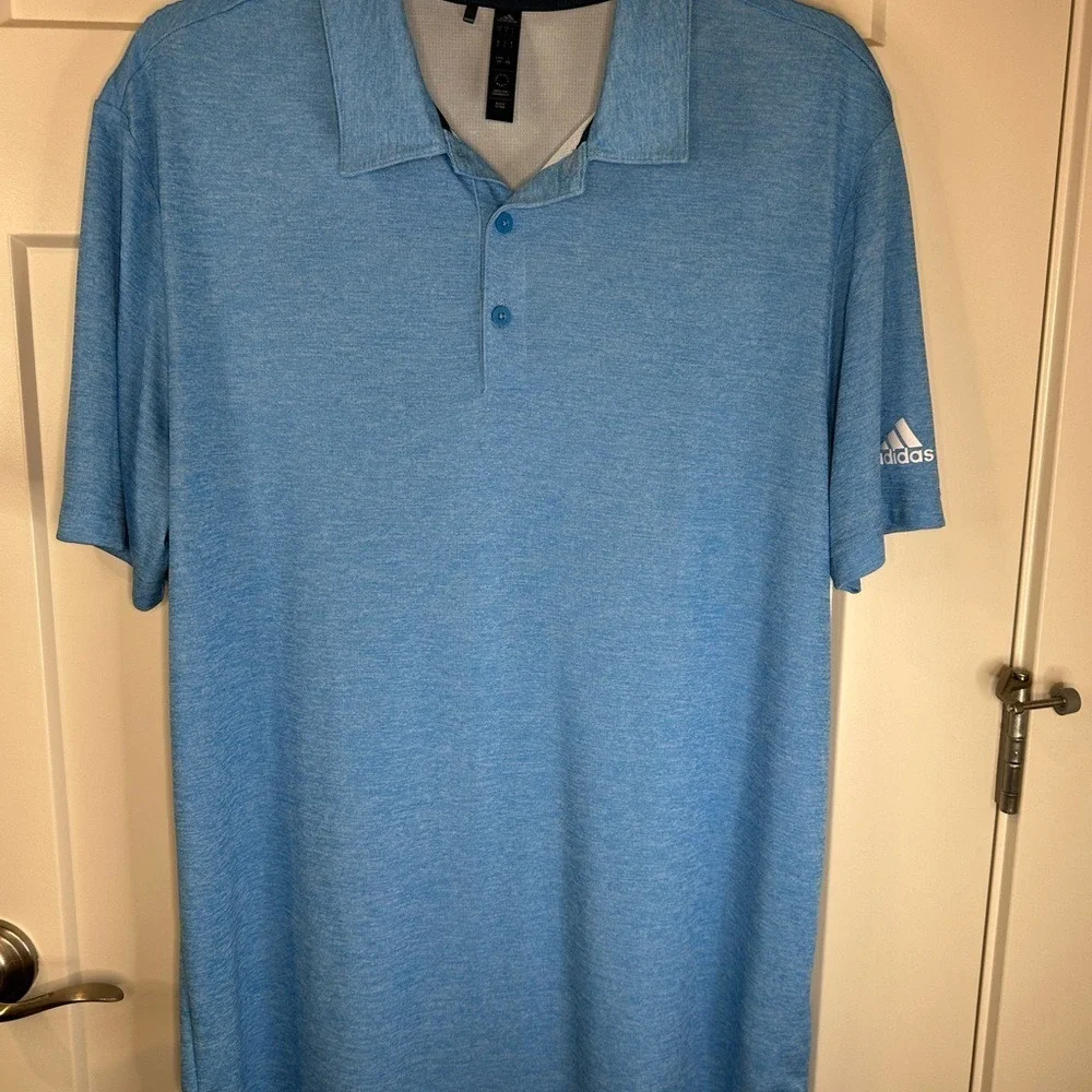 Adidas‎ HEAT.RDY Blue Golf Performance Polo Shirt Men's Large Moisture Wicking